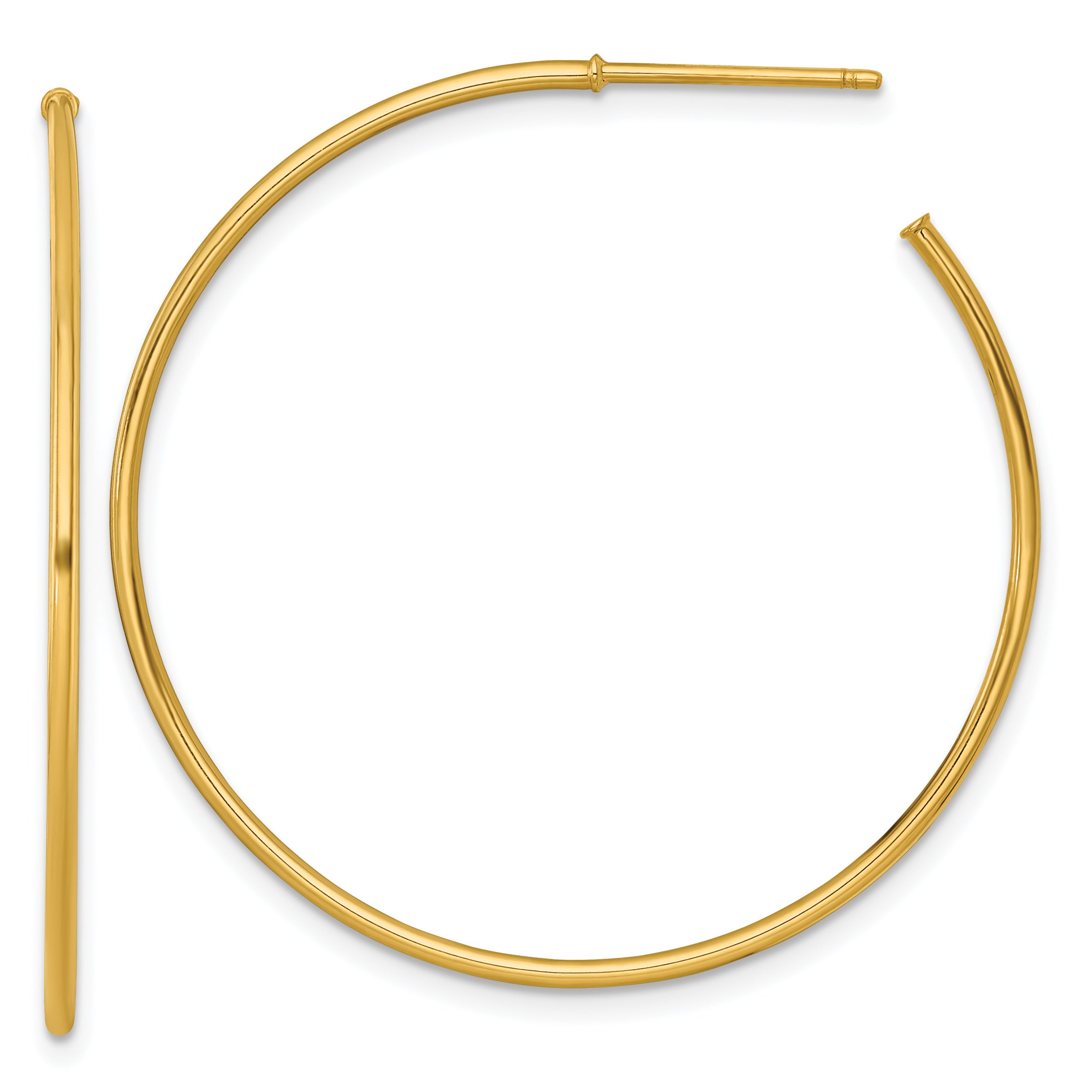 14k Polished 1.2 x 40mm Solid C-Hoop Post Earrings Main image
