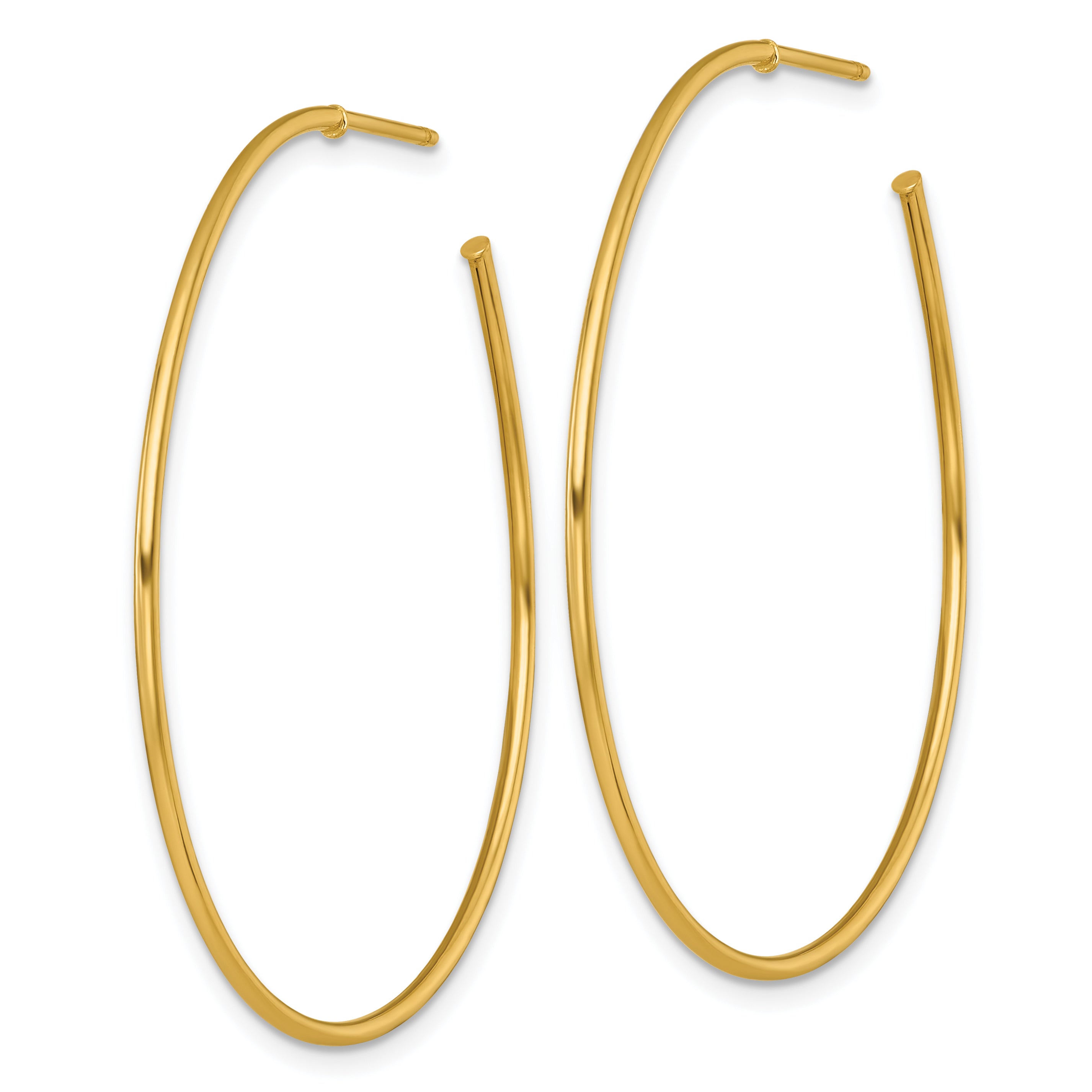 14k Polished 1.2 x 45mm Solid C-Hoop Post Earrings Secondary image