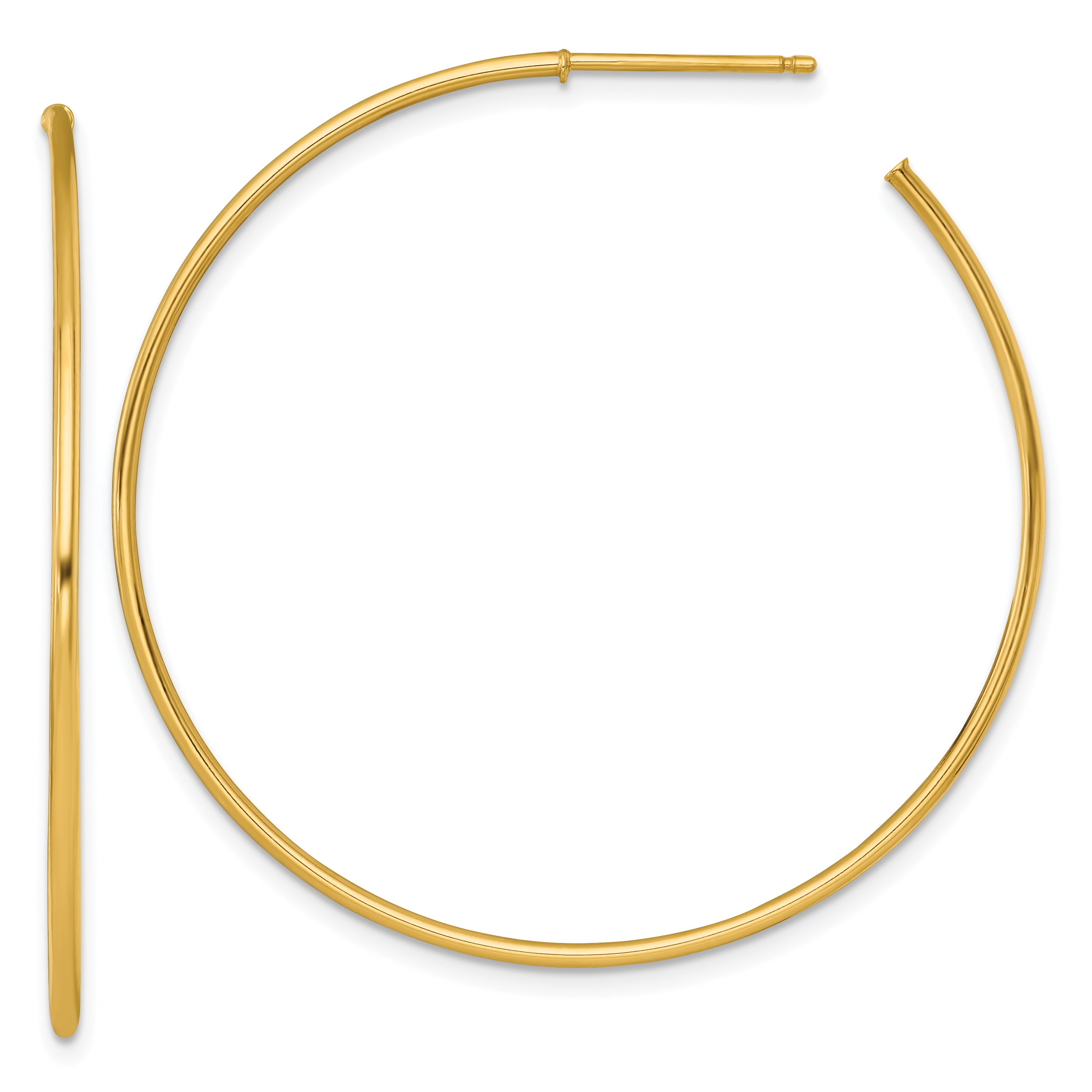 14k Polished 1.2 x 45mm Solid C-Hoop Post Earrings Main image