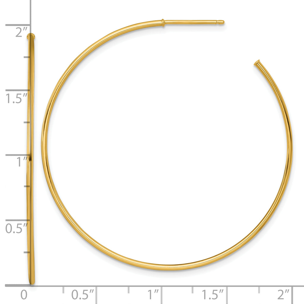 14k Polished 1.2 x 50mm Solid C-Hoop Post Earrings