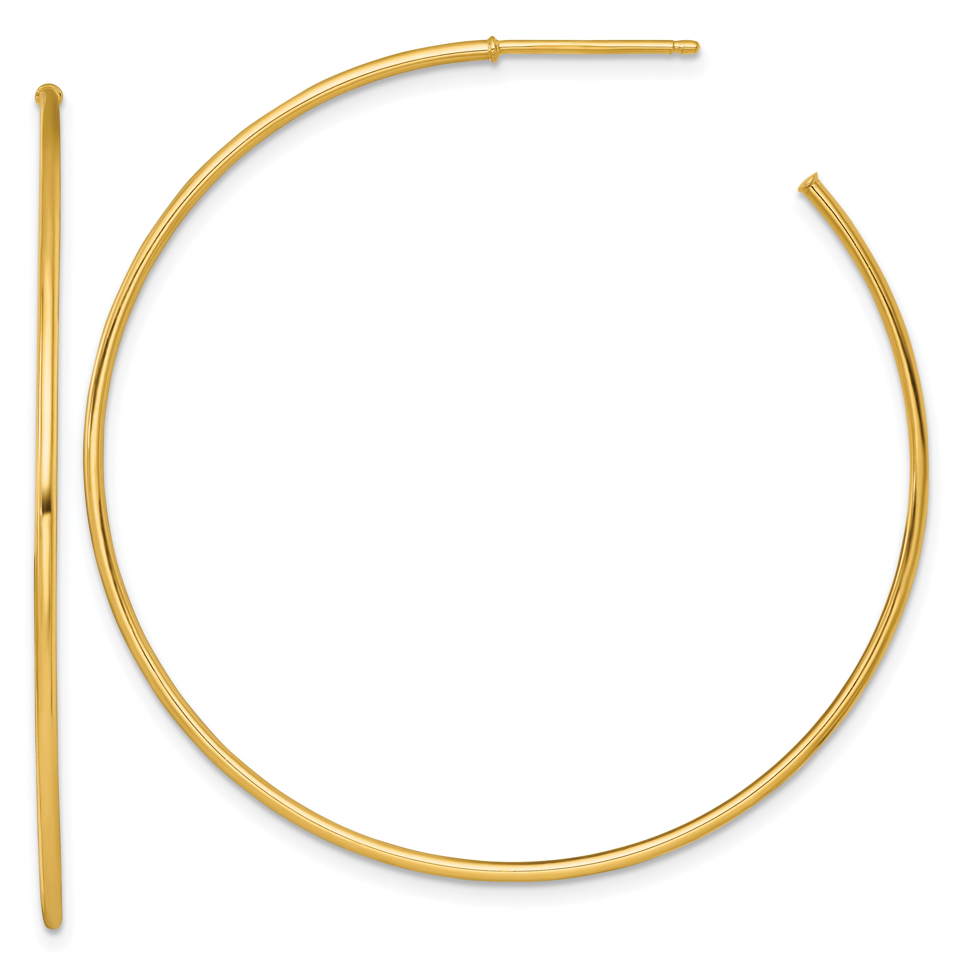 14k Polished 1.2 x 50mm Solid C-Hoop Post Earrings