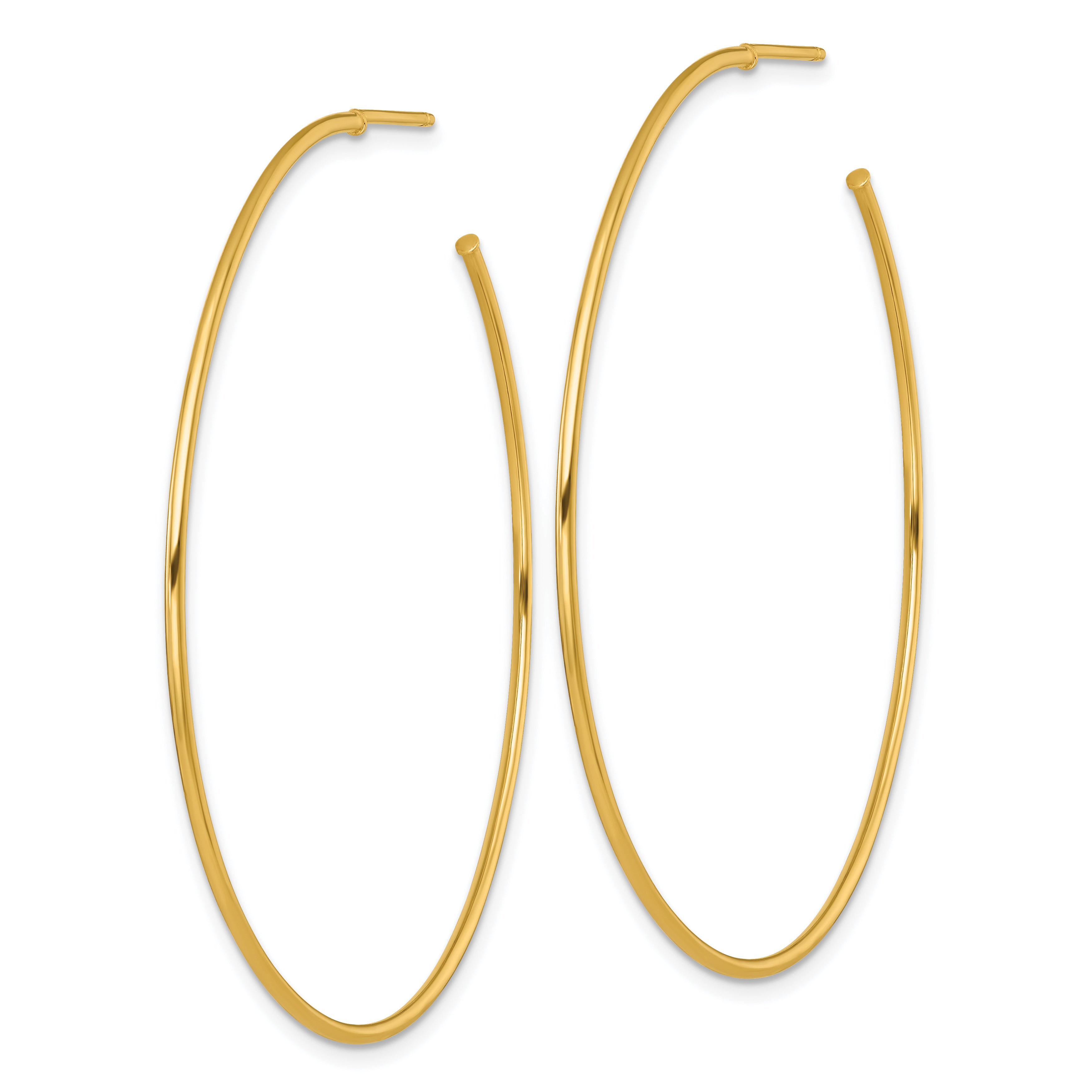 14k Polished 1.2 x 55mm Solid C-Hoop Post Earrings Secondary image