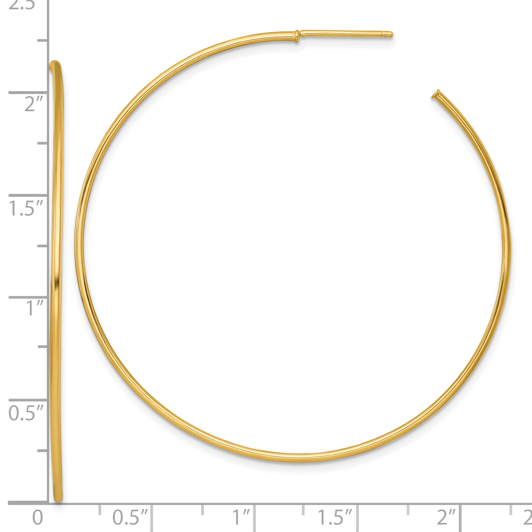 14k Polished 1.2 x 55mm Solid C-Hoop Post Earrings