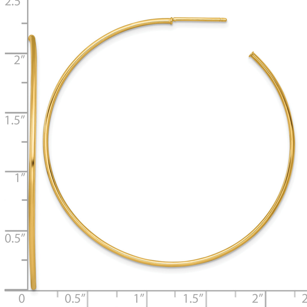 14k Polished 1.2 x 55mm Solid C-Hoop Post Earrings