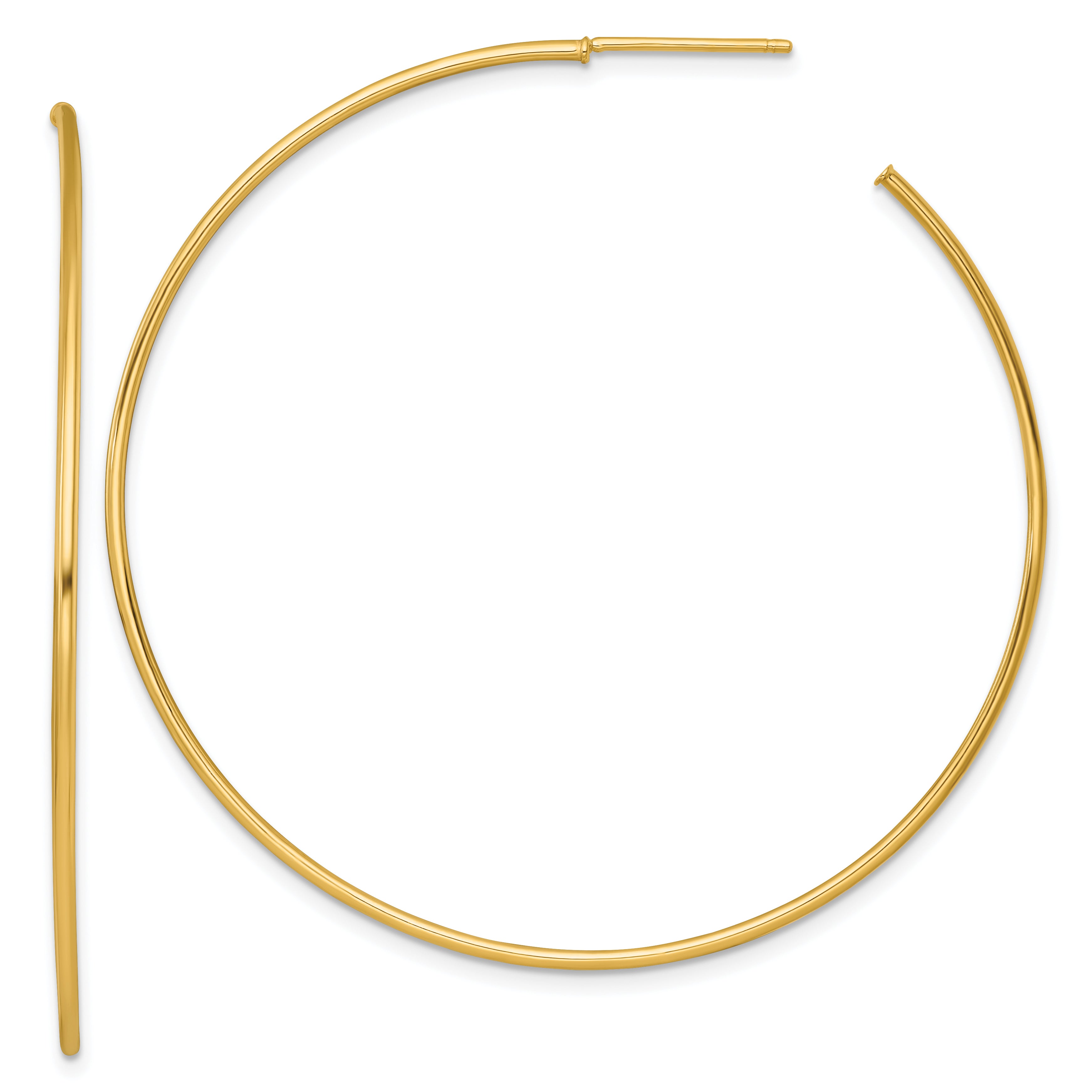 14k Polished 1.2 x 55mm Solid C-Hoop Post Earrings