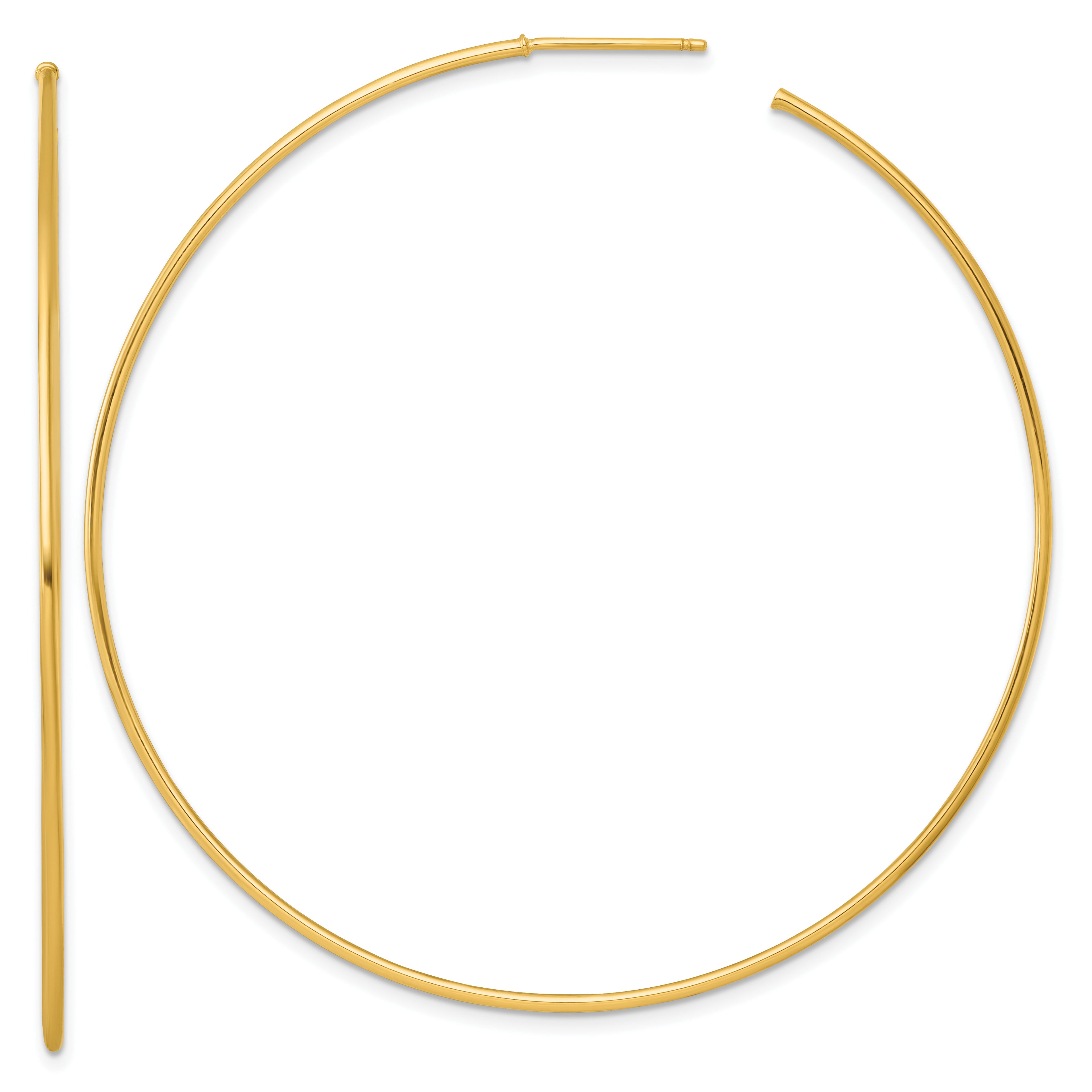 14k Polished 1.2 x 65mm Solid C-Hoop Post Earrings