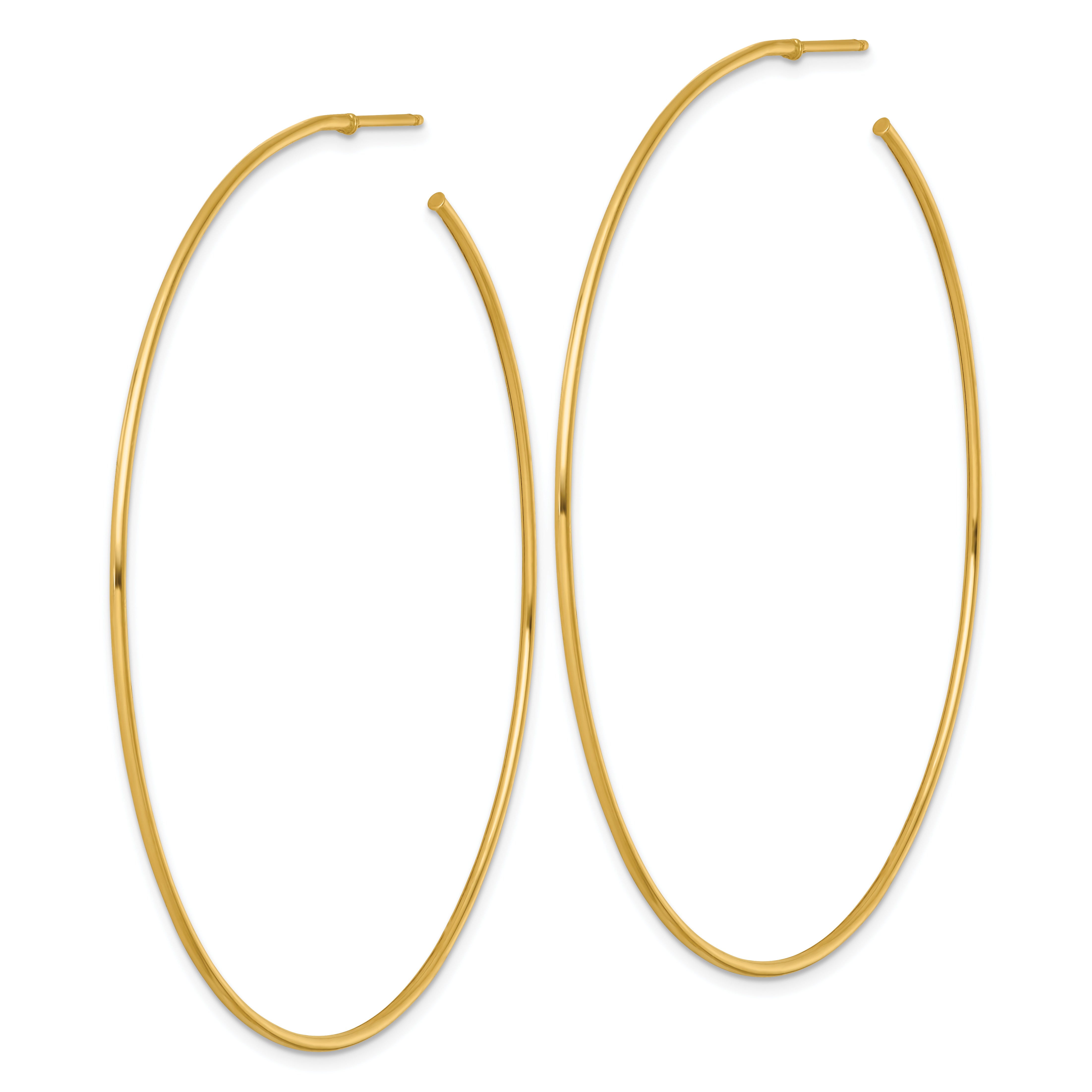 14k Polished 1.2 x 70mm Solid C-Hoop Post Earrings