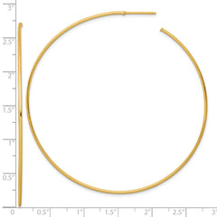 14k Polished 1.2 x 70mm Solid C-Hoop Post Earrings