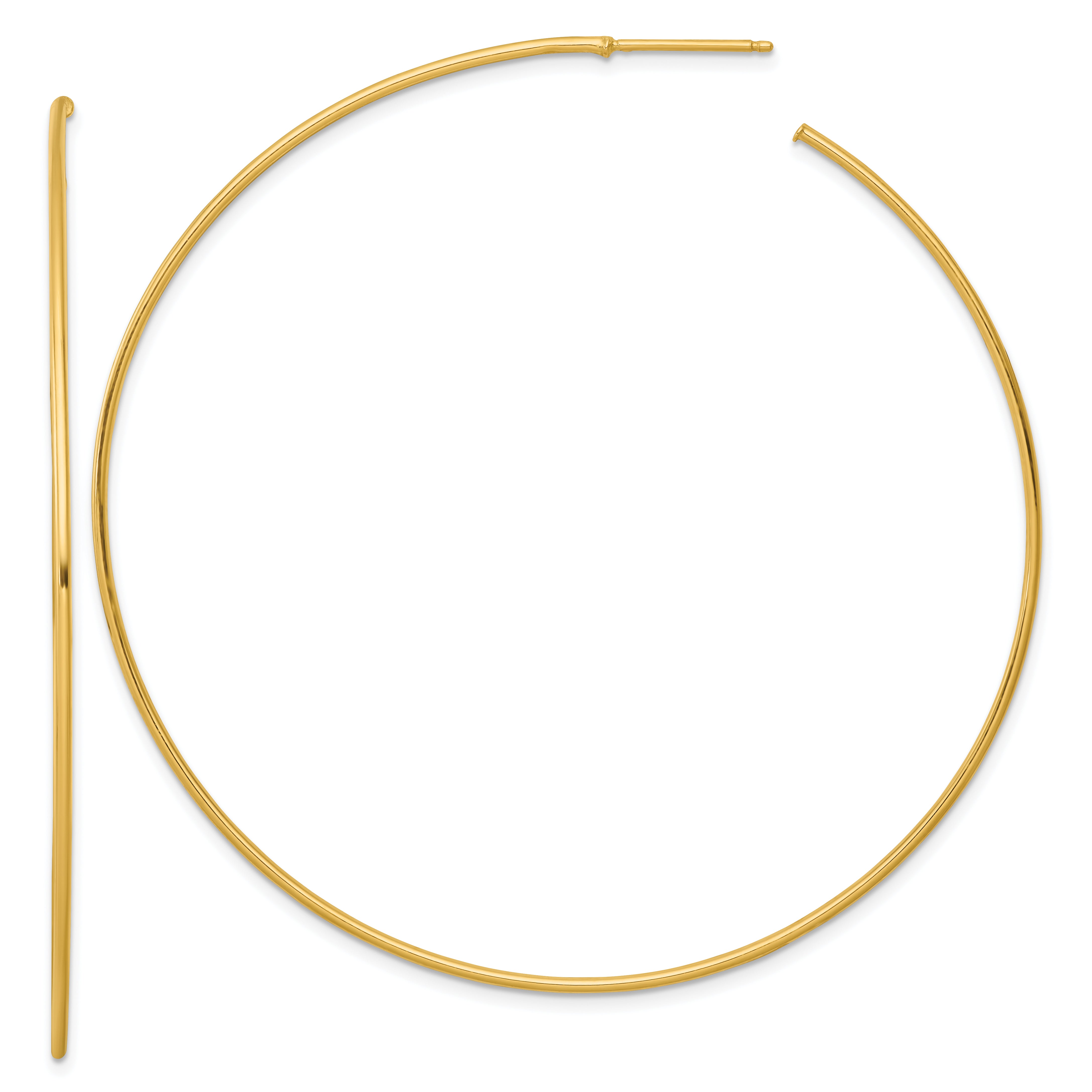 14k Polished 1.2 x 70mm Solid C-Hoop Post Earrings