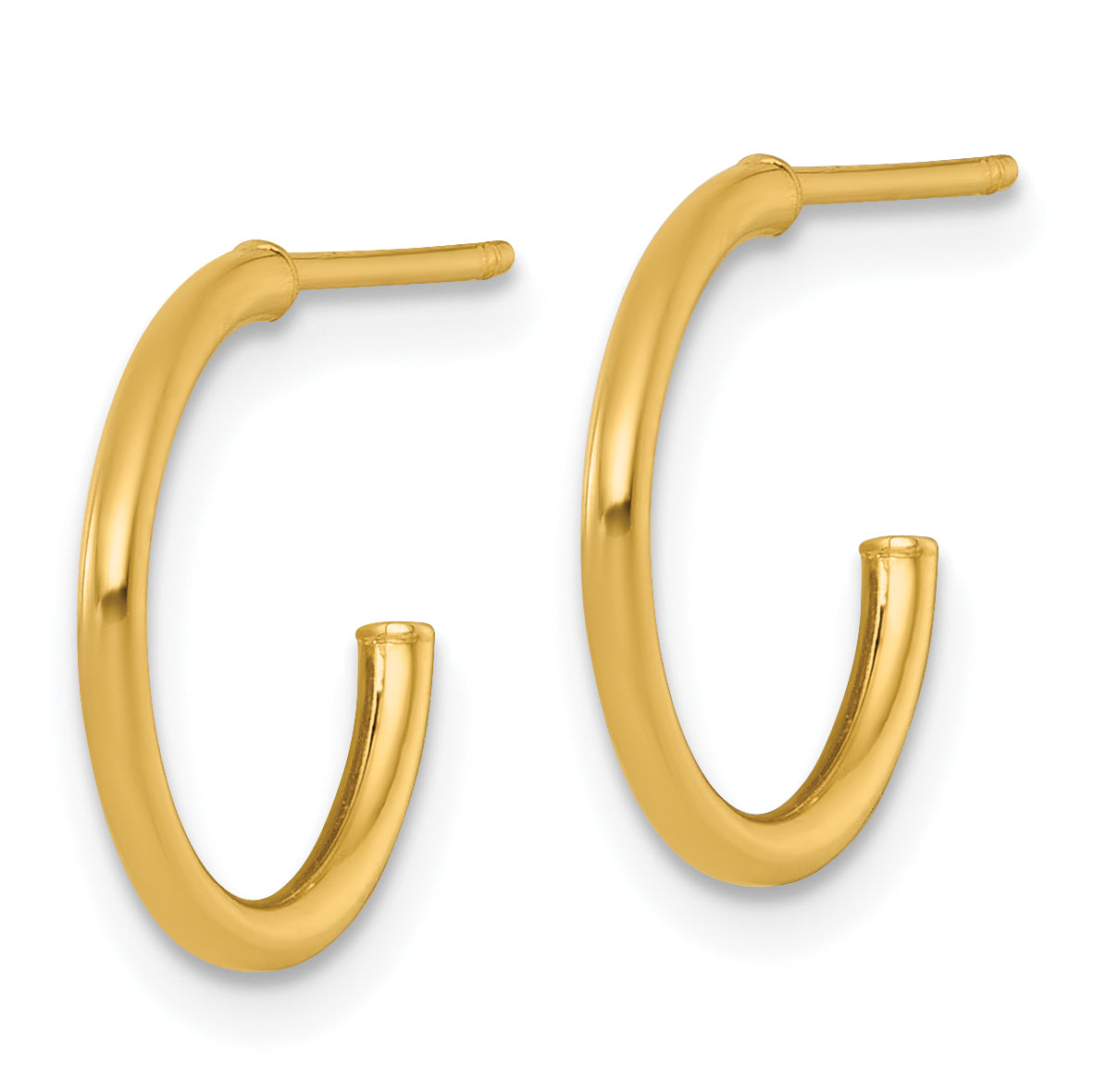 14k Polished 1.5 x 14mm Solid C-Hoop Post Earrings Secondary image