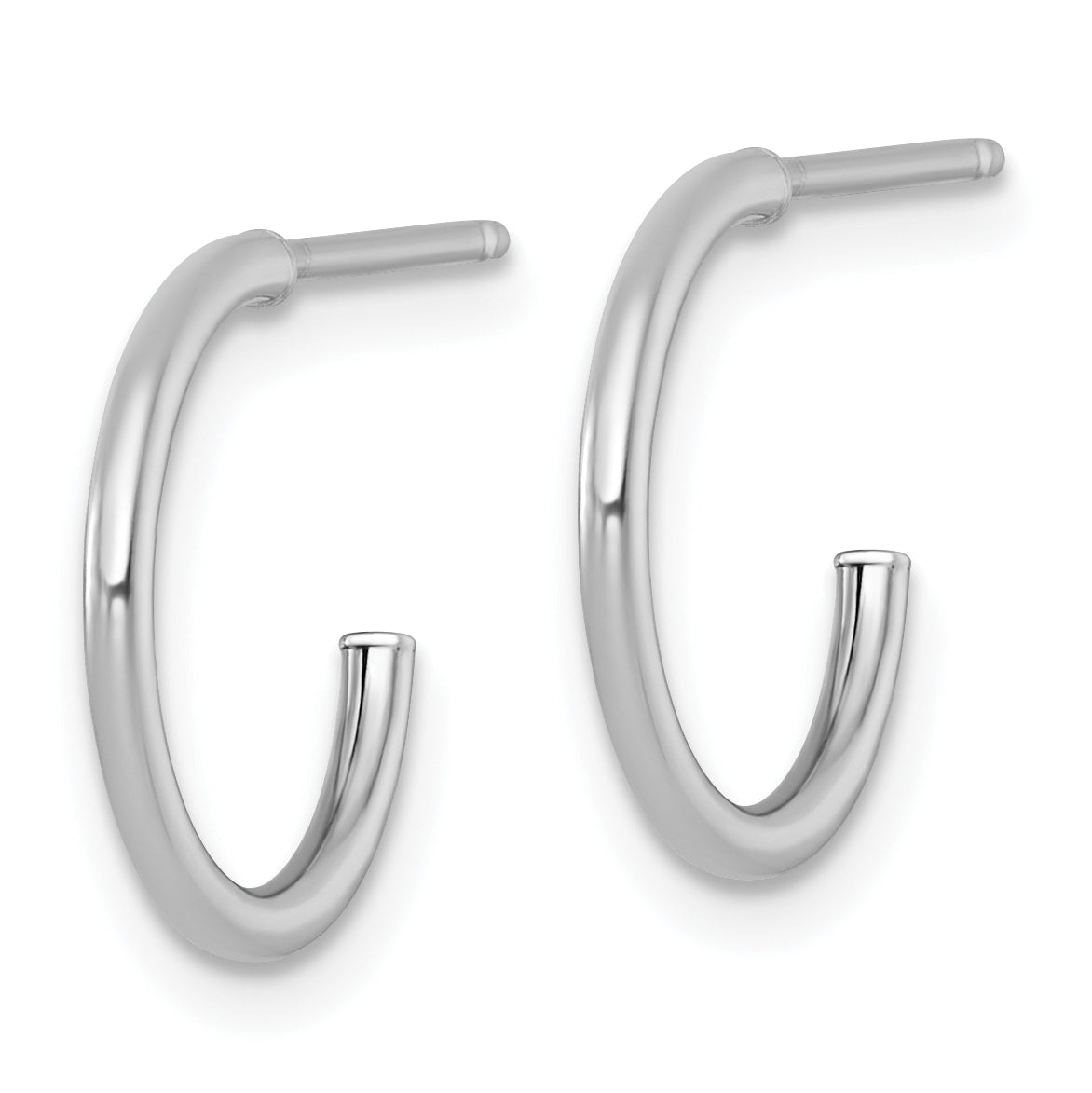 14k White Gold Polished 1.5 x 14mm Solid C-Hoop Post Earrings Secondary image