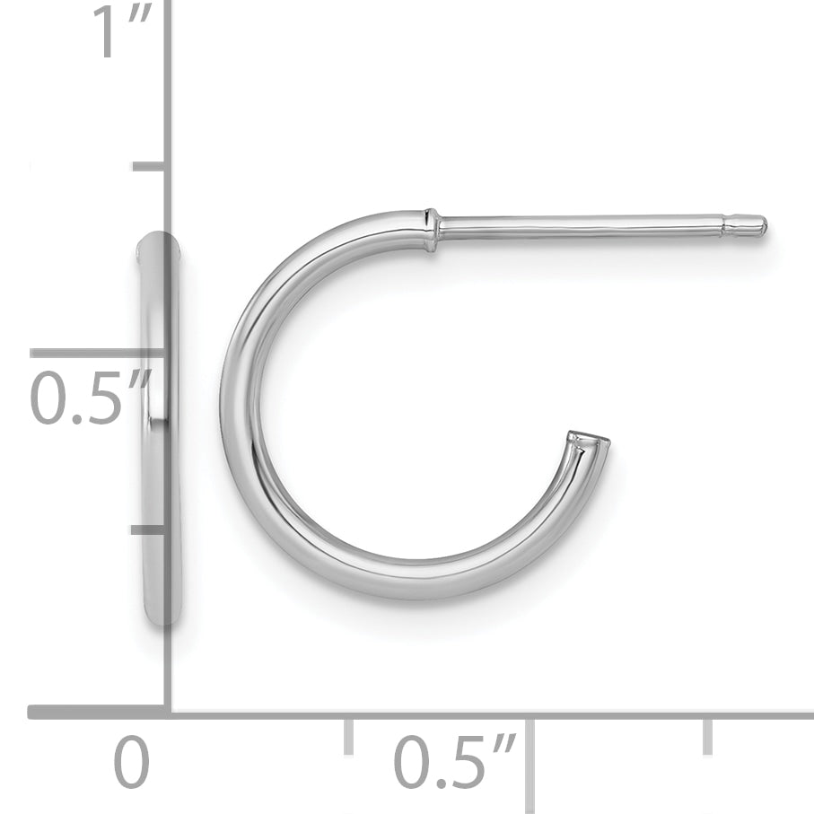 14k White Gold Polished 1.5 x 14mm Solid C-Hoop Post Earrings