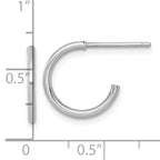 14k White Gold Polished 1.5 x 14mm Solid C-Hoop Post Earrings
