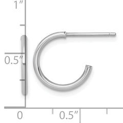 14k White Gold Polished 1.5 x 14mm Solid C-Hoop Post Earrings