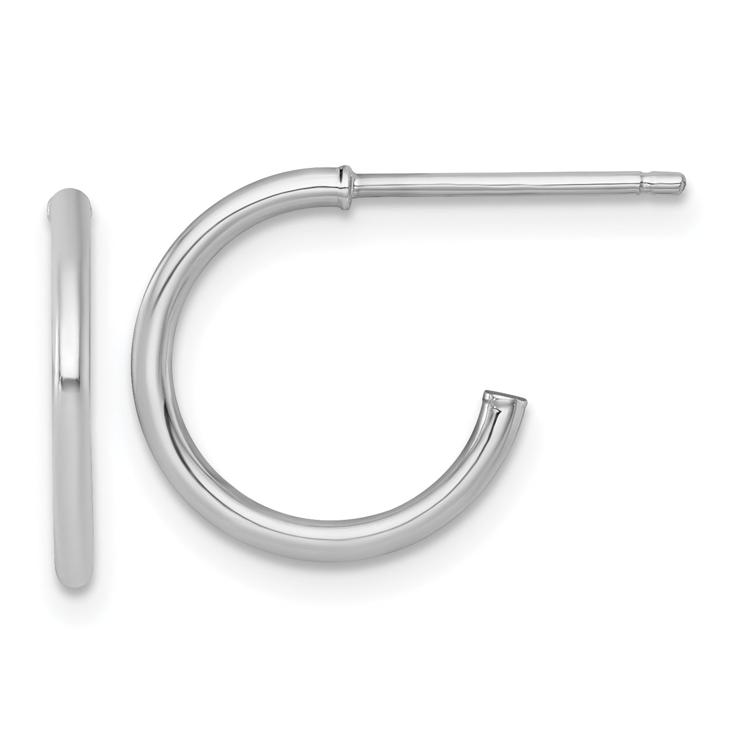 14k White Gold Polished 1.5 x 14mm Solid C-Hoop Post Earrings Main image
