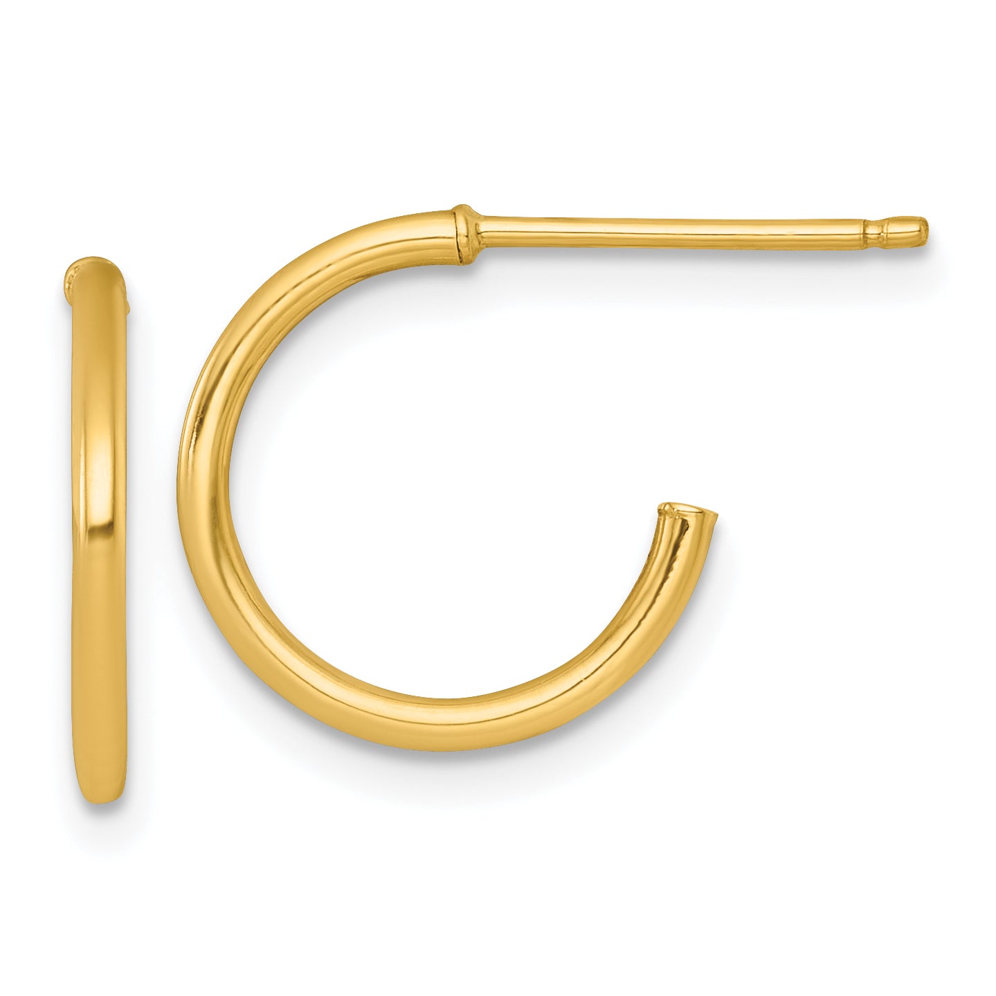 14k Polished 1.5 x 14mm Solid C-Hoop Post Earrings Main image