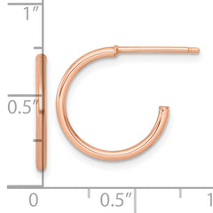 14k Rose Gold Polished 1.5 x 16mm Solid C-Hoop Post Earrings