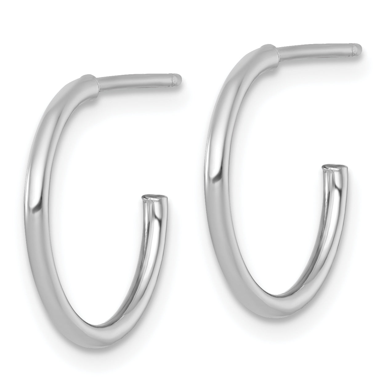 14k White Gold Polished 1.5 x 16mm Solid C-Hoop Post Earrings
