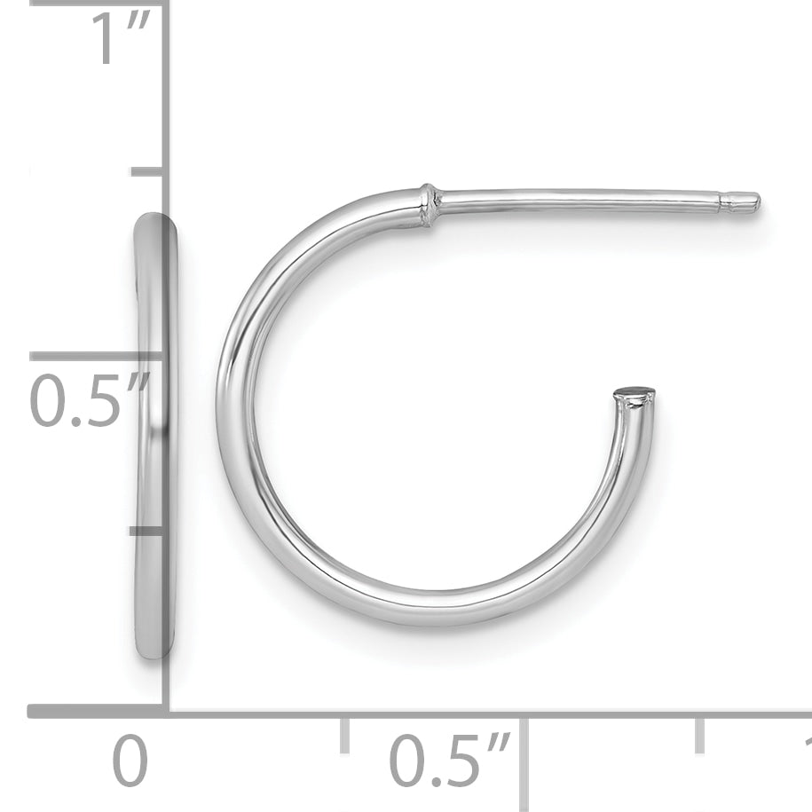 14k White Gold Polished 1.5 x 16mm Solid C-Hoop Post Earrings