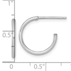 14k White Gold Polished 1.5 x 16mm Solid C-Hoop Post Earrings