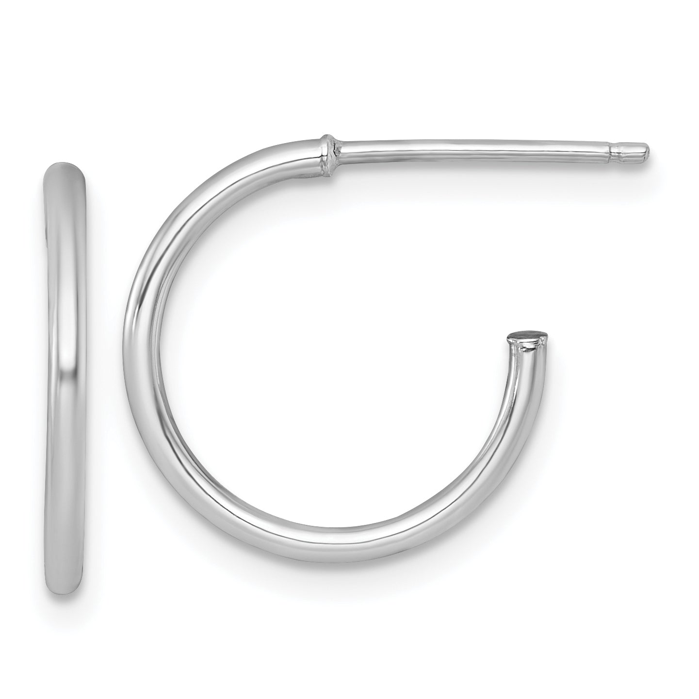 14k White Gold Polished 1.5 x 16mm Solid C-Hoop Post Earrings