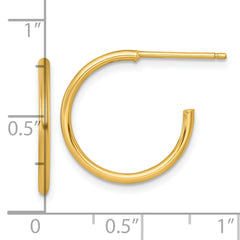 14k Polished 1.5 x 18mm Solid C-Hoop Post Earrings