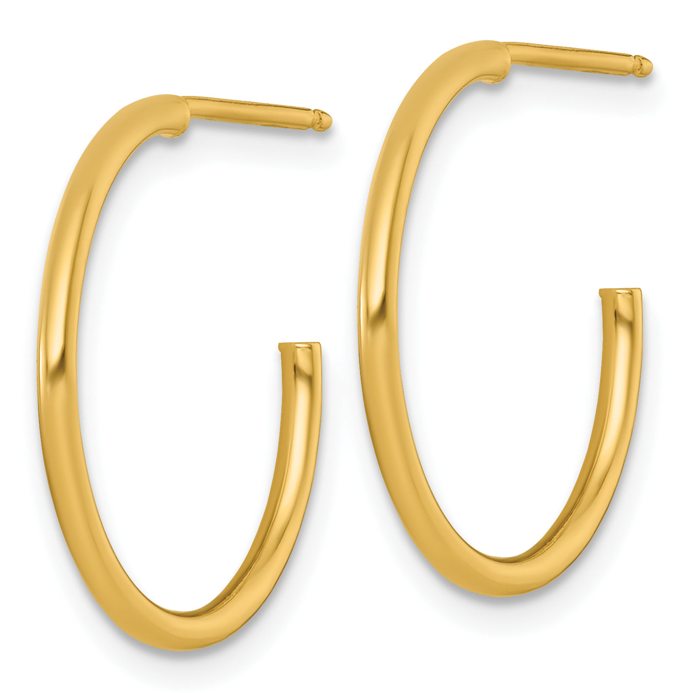 14k Polished 1.5 x 20mm Solid C-Hoop Post Earrings Secondary image