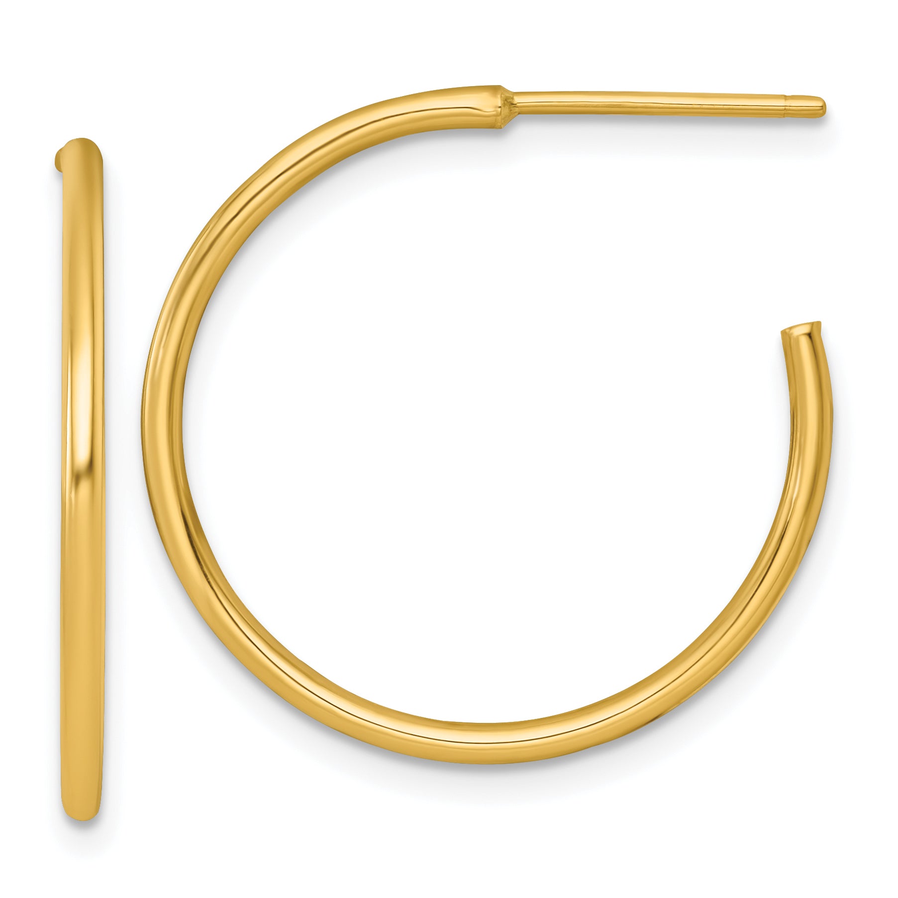 14k Polished 1.5 x 25mm Solid C-Hoop Post Earrings Main image