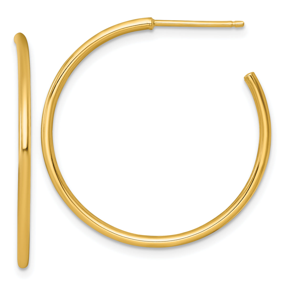 14k Polished 1.5 x 30mm Solid C-Hoop Post Earrings