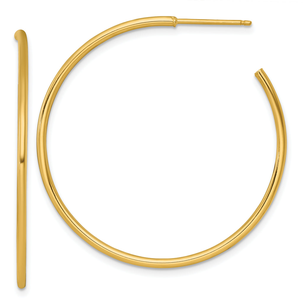 14k Polished 1.5 x 40mm Solid C-Hoop Post Earrings