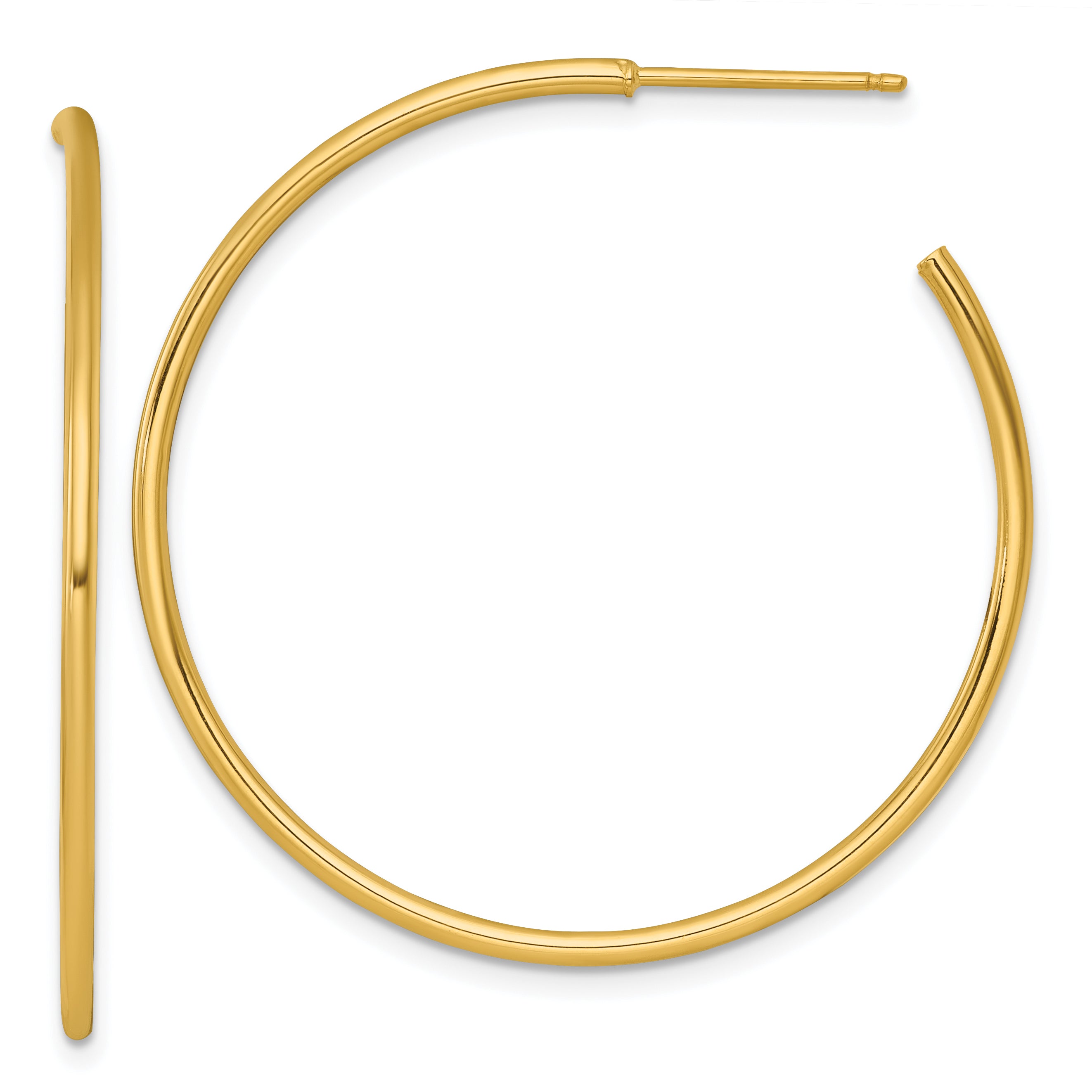 14k Polished 1.5 x 40mm Solid C-Hoop Post Earrings