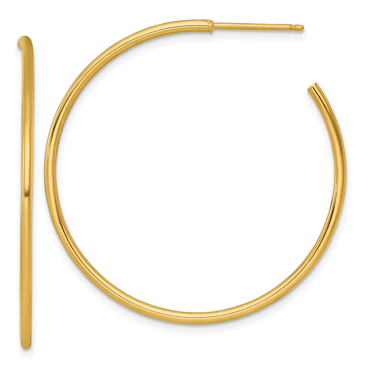 14k Polished 1.5 x 40mm Solid C-Hoop Post Earrings