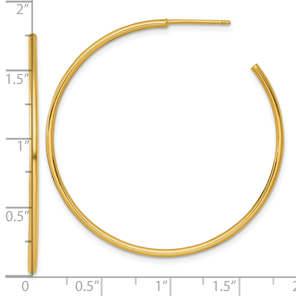 14k Polished 1.5 x 45mm Solid C-Hoop Post Earrings