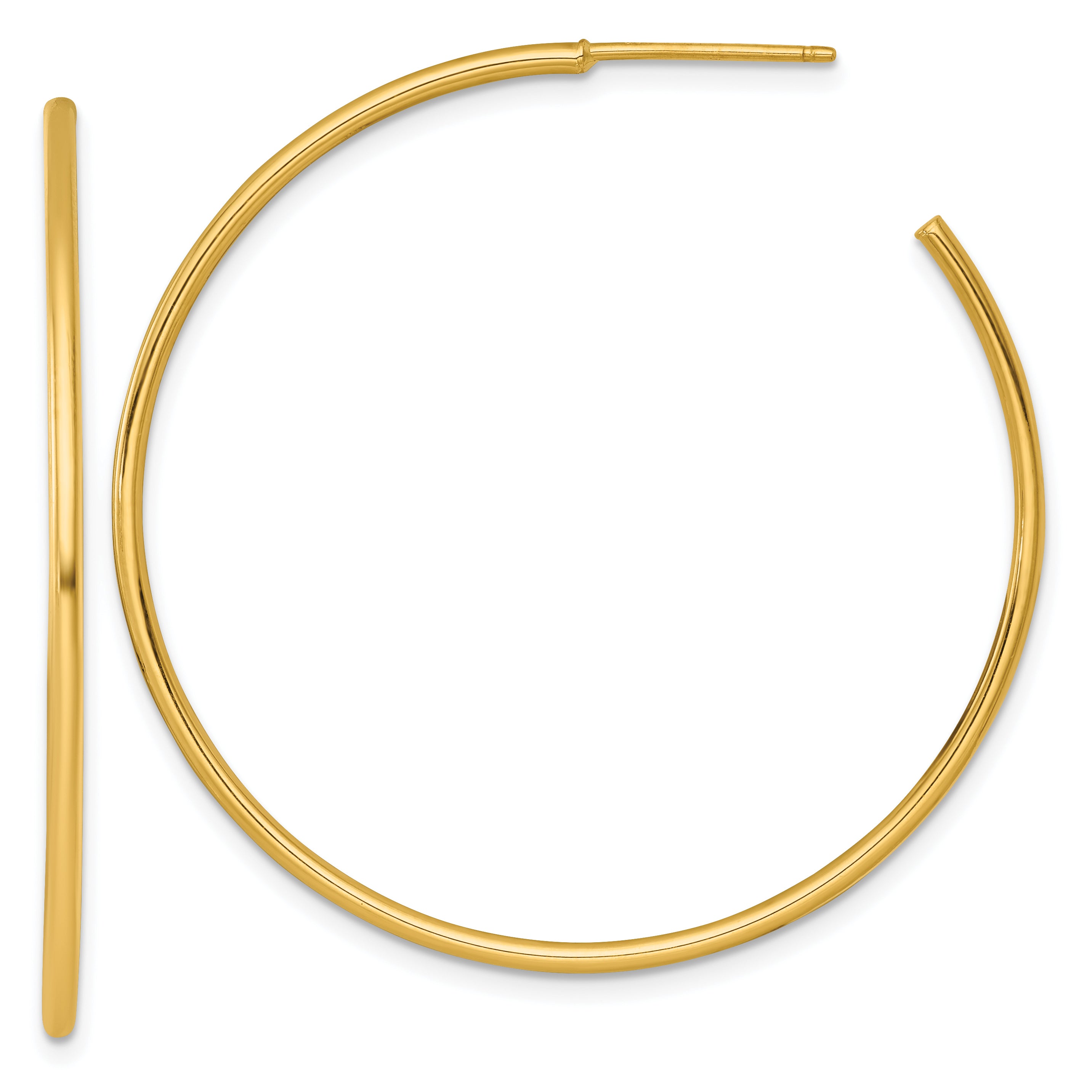14k Polished 1.5 x 45mm Solid C-Hoop Post Earrings