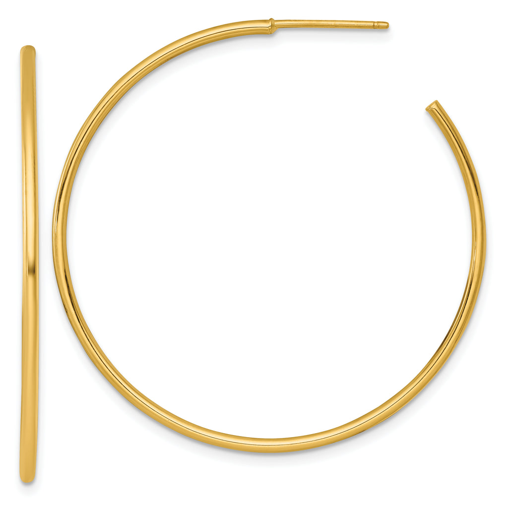 14k Polished 1.5 x 45mm Solid C-Hoop Post Earrings
