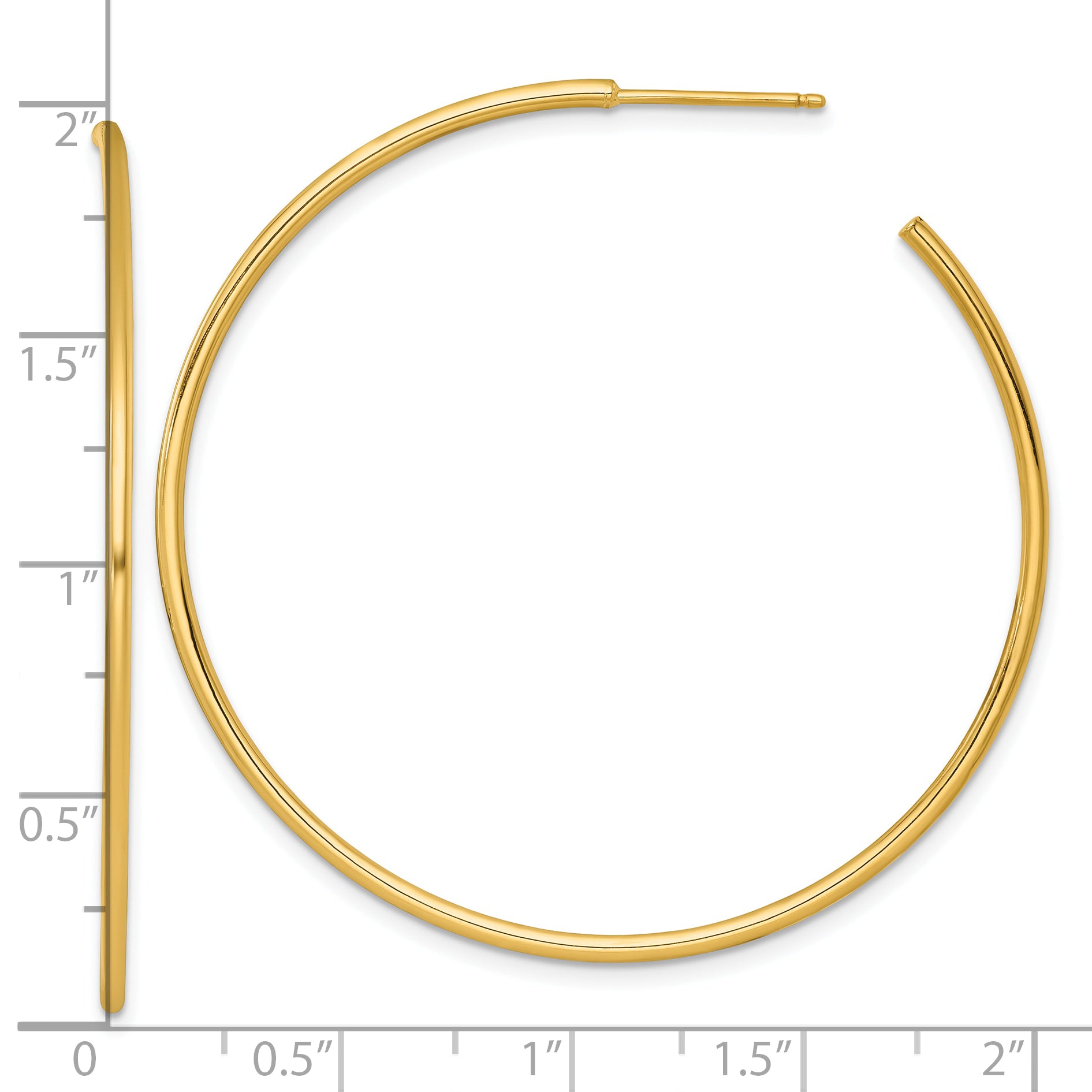 14k Polished 1.5 x 50mm Solid C-Hoop Post Earrings