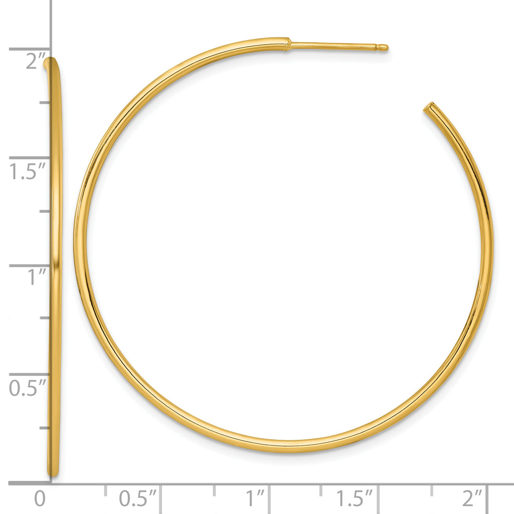 14k Polished 1.5 x 50mm Solid C-Hoop Post Earrings