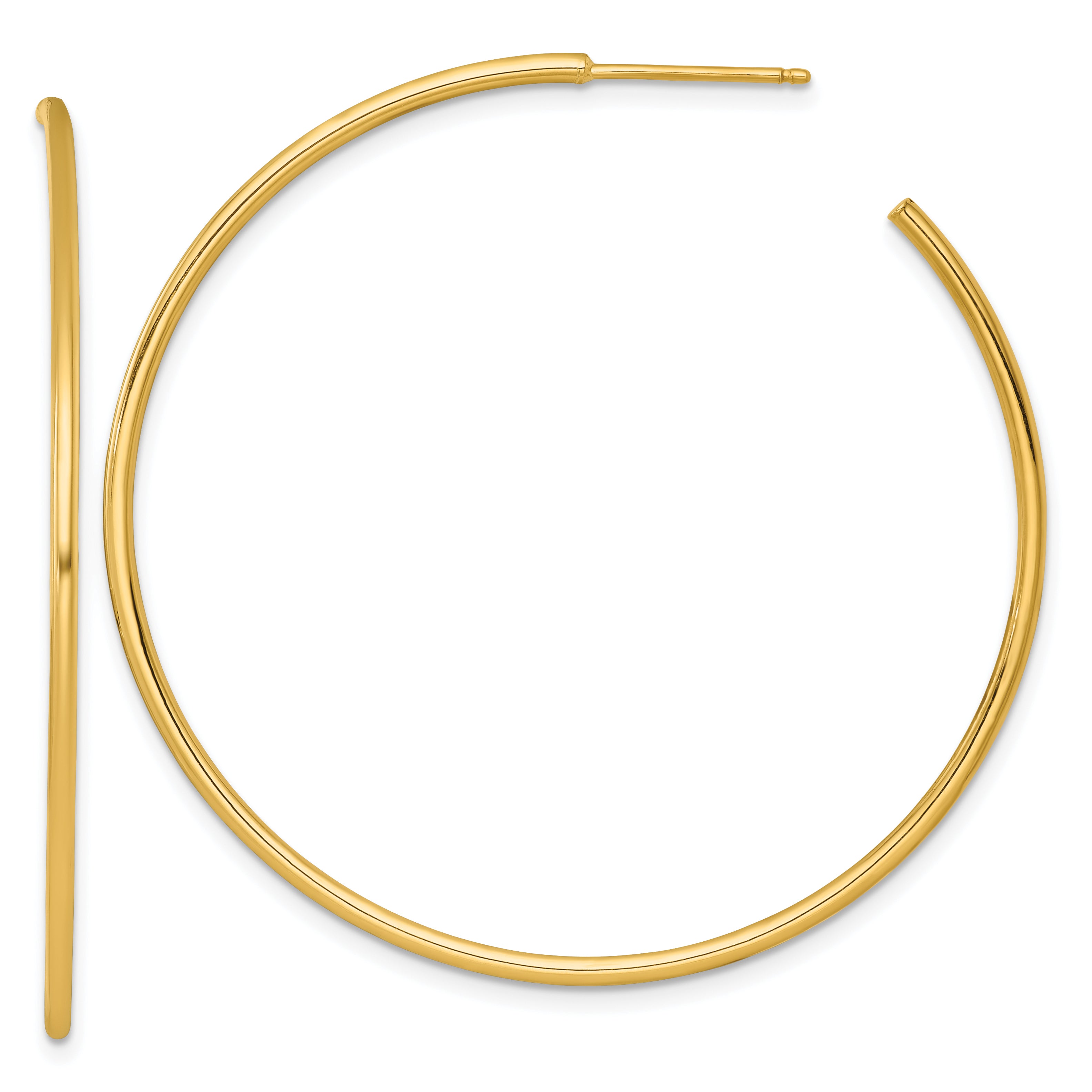 14k Polished 1.5 x 50mm Solid C-Hoop Post Earrings Main image