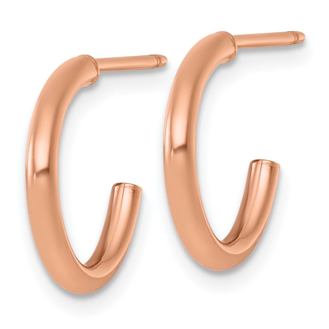 14k Rose Gold Polished 2.0 x 15mm Tube C-Hoop Post Earrings Secondary image