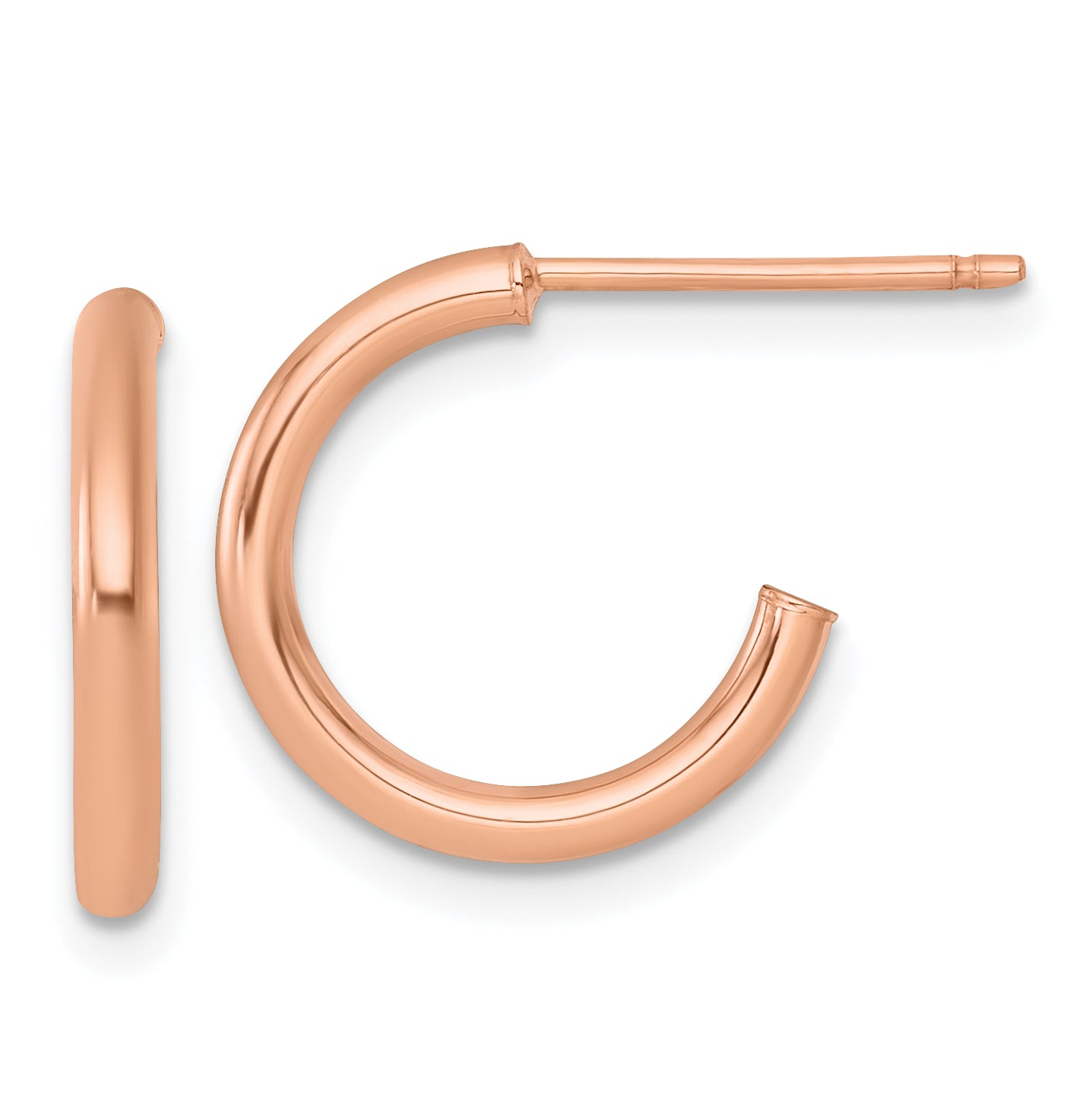 14k Rose Gold Polished 2.0 x 15mm Tube C-Hoop Post Earrings Main image