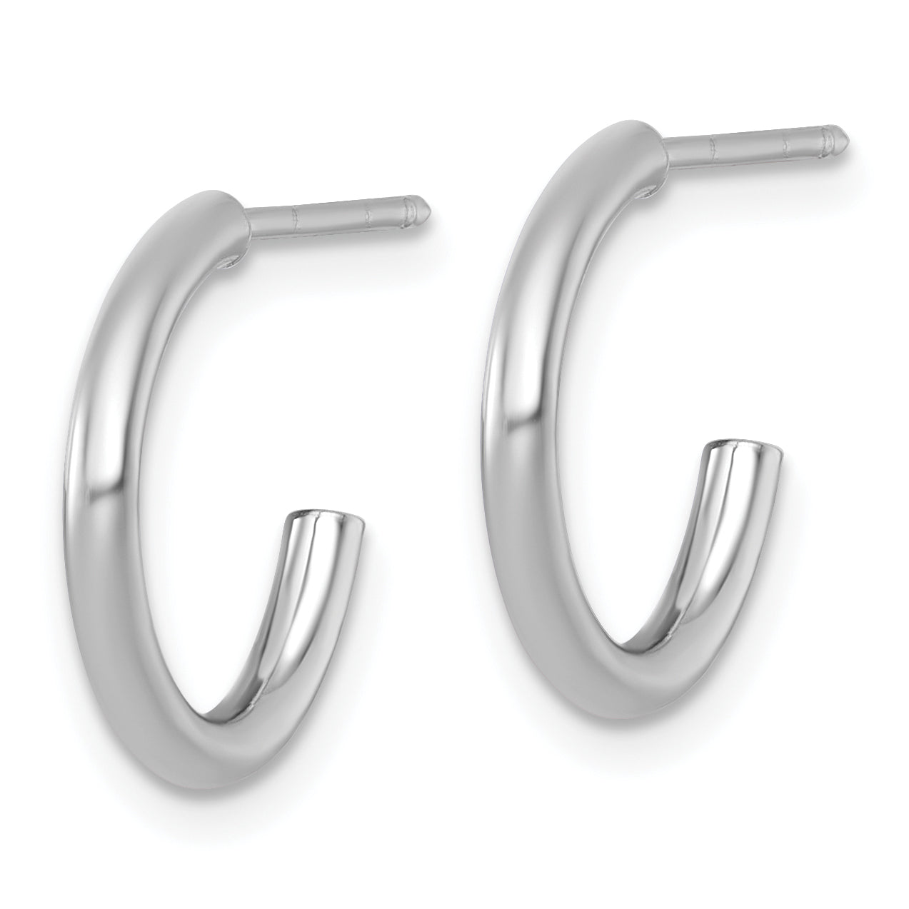 14k White Gold Polished 2.0 x 15mm Tube C-Hoop Post Earrings