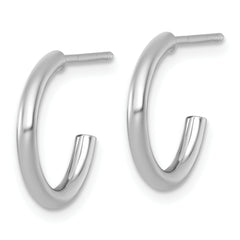 14k White Gold Polished 2.0 x 15mm Tube C-Hoop Post Earrings
