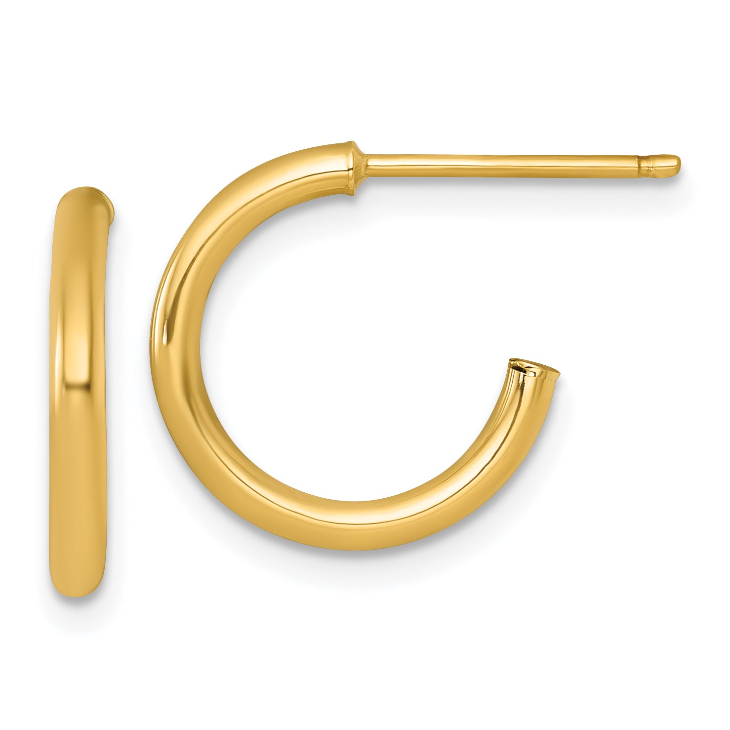 14k Polished 2.0 x 15mm Tube C-Hoop Post Earrings Main image