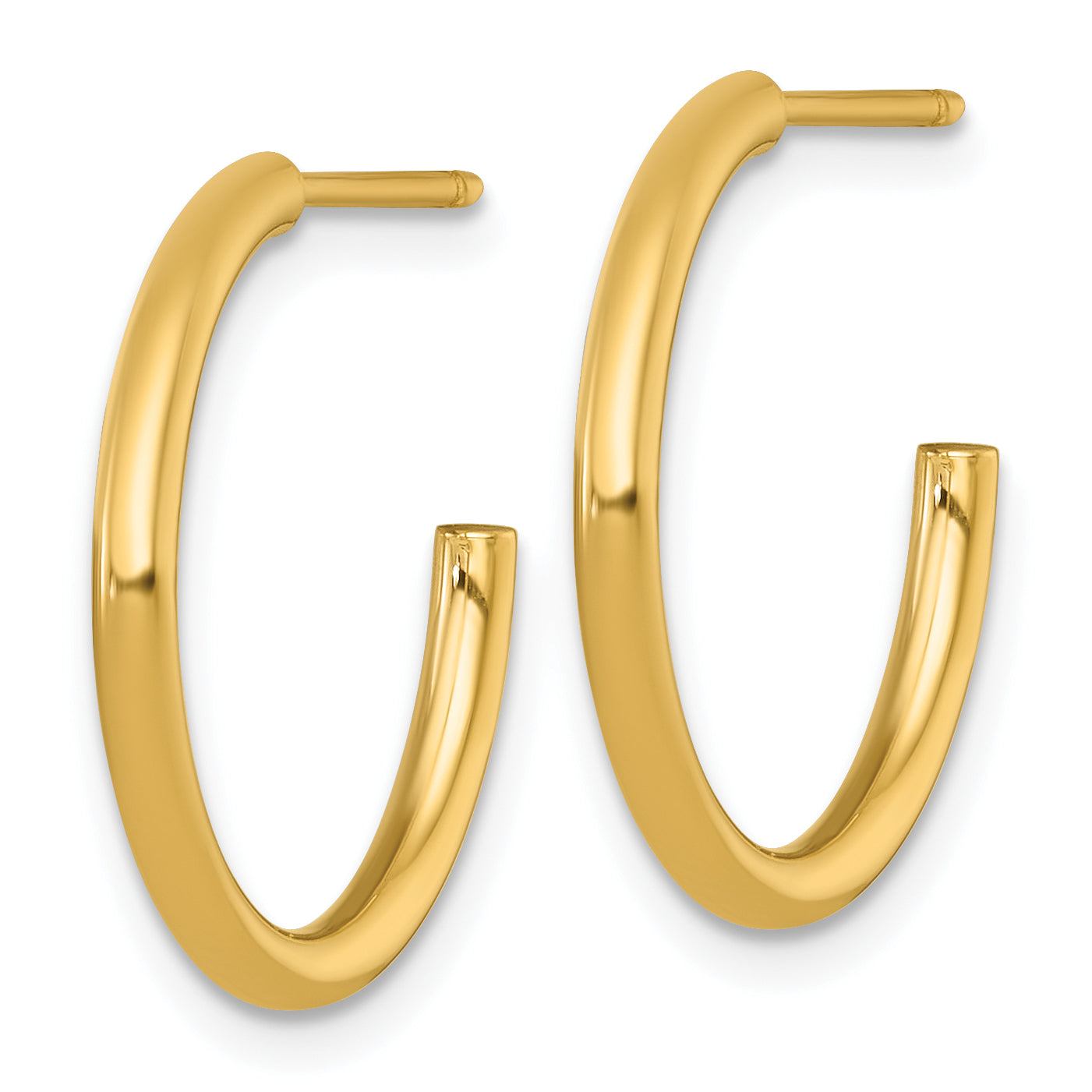 14k Polished 2.0 x 20mm Tube C-Hoop Post Earrings Secondary image
