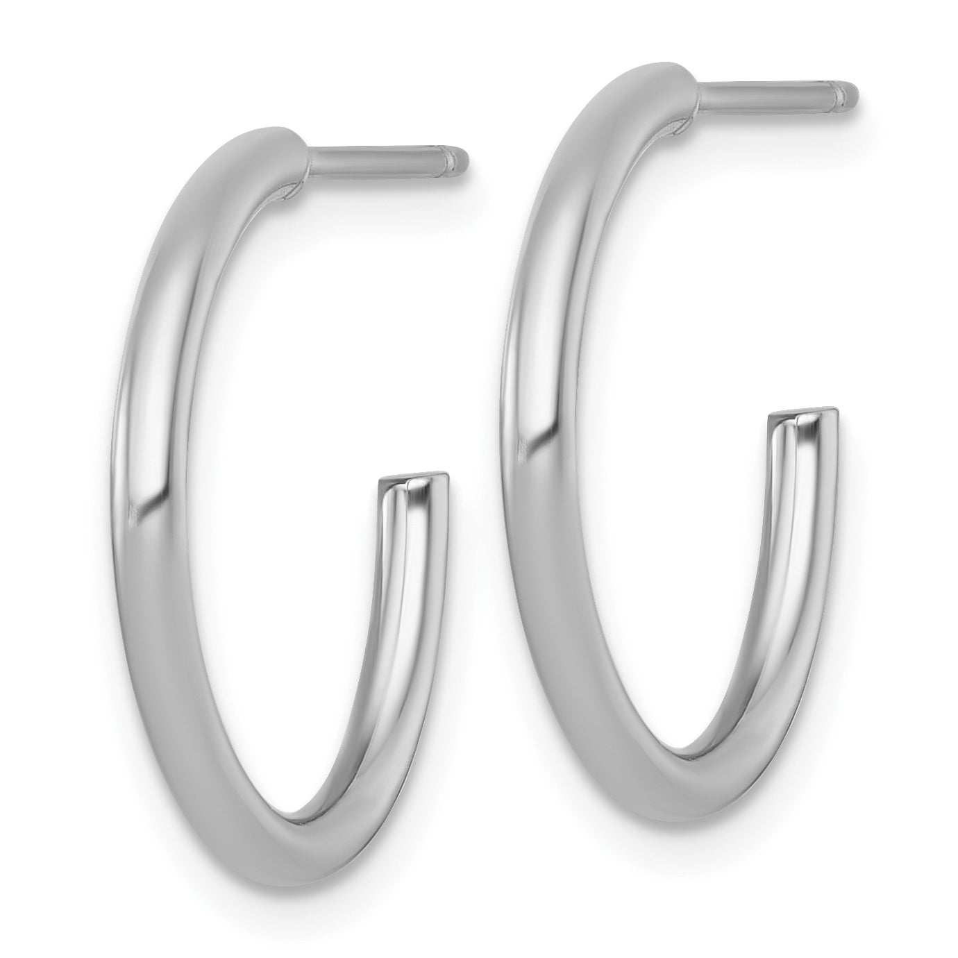 14k White Gold Polished 2.0 x 20mm Tube C-Hoop Post Earrings Secondary image