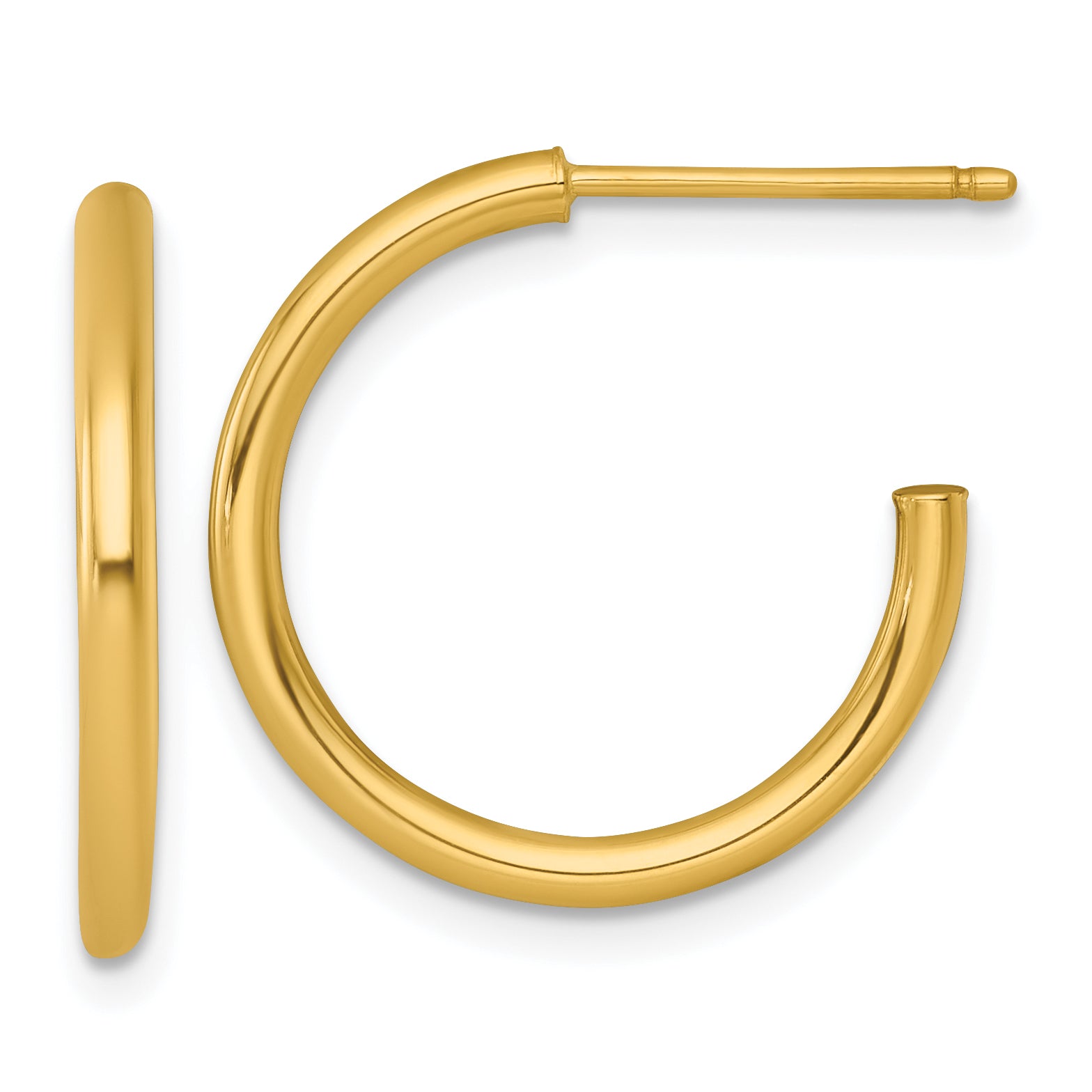 14k Polished 2.0 x 20mm Tube C-Hoop Post Earrings Main image