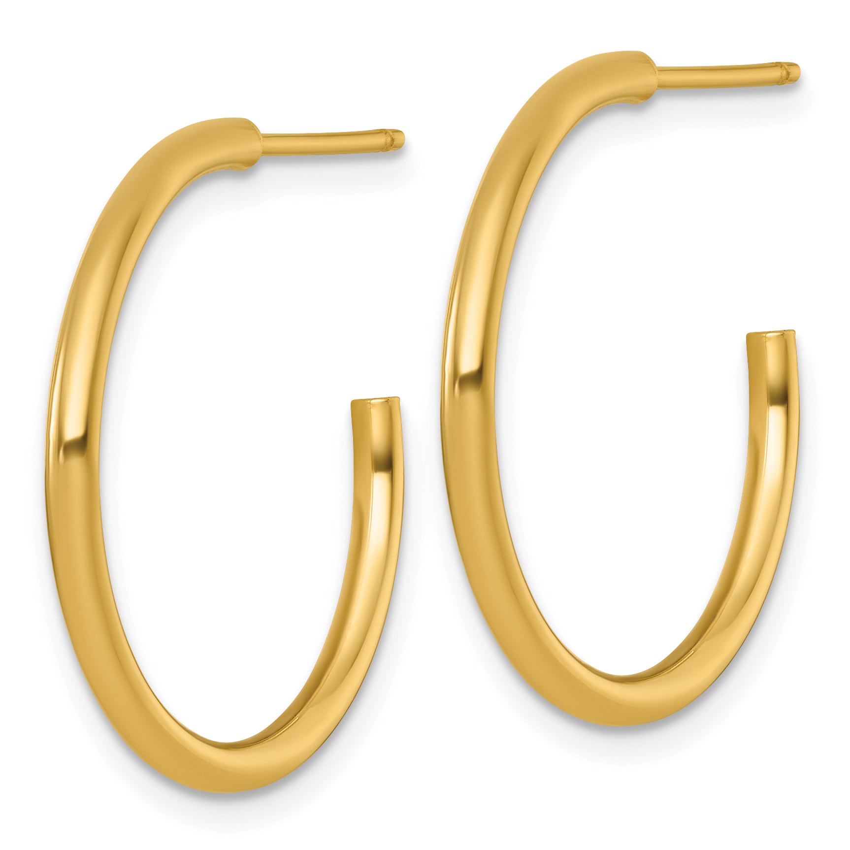 14k Polished 2.0 x 25mm Tube C-Hoop Post Earrings Secondary image