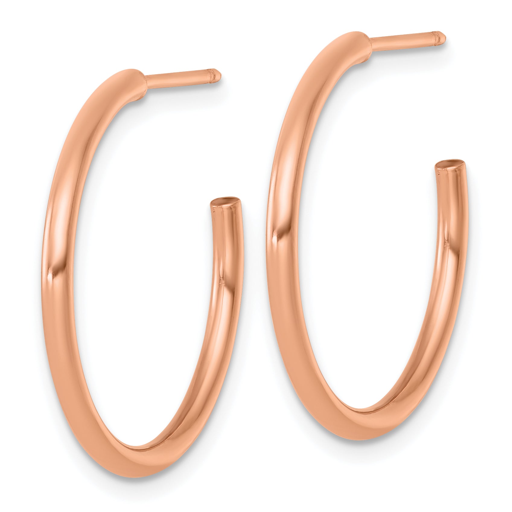 14k Rose Gold Polished 2.0 x 25mm Tube C-Hoop Post Earrings Secondary image