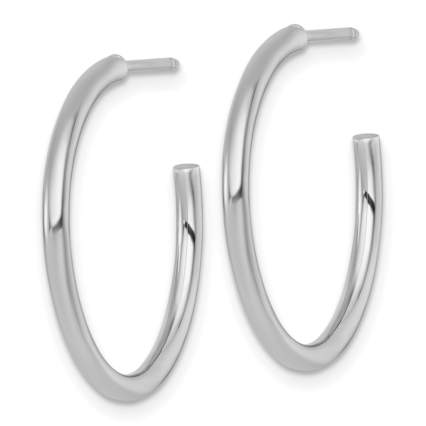 14k White Gold Polished 2.0 x 25mm Tube C-Hoop Post Earrings Secondary image