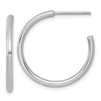 14k White Gold Polished 2.0 x 25mm Tube C-Hoop Post Earrings